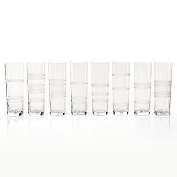 Ingegerd Råman, eight 'Slowfox' champagne glasses, Orrefors.