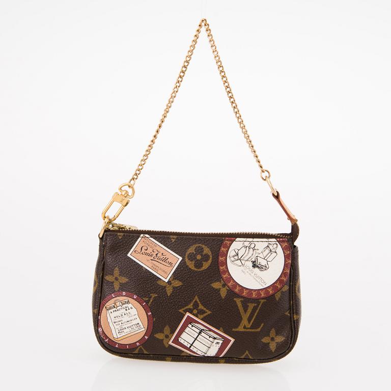 LOUIS VUITTON Silk Scarf with Monogram Patch Mini Pochette Bag.