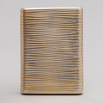 A Russian gilt silver cigarette case, maker's mark 'AR', Saint Petersburg 1908-17.