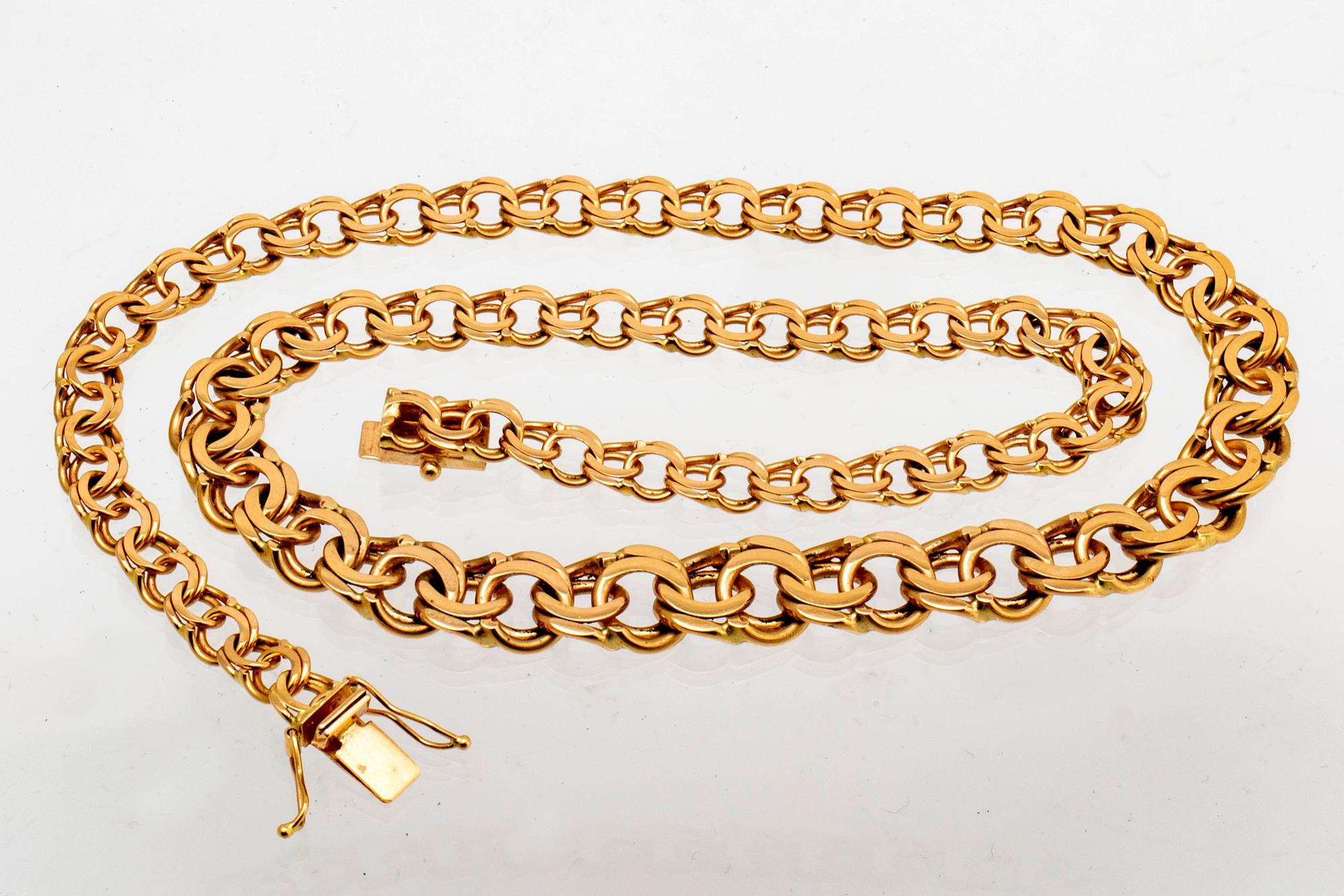 Bismarck-länk 18K guld, doserad ca 45 x 1 cm, 38,9 g.