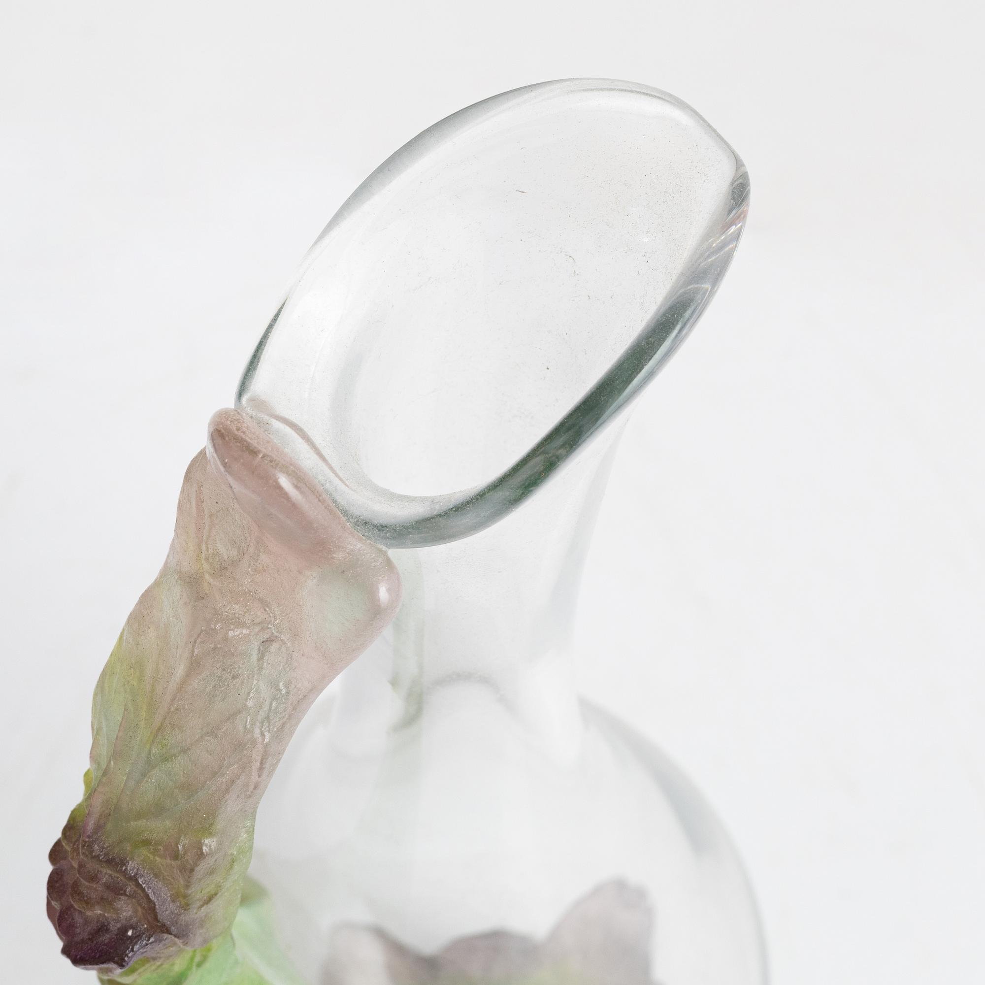 A glass decanter, Daum, France, signed.