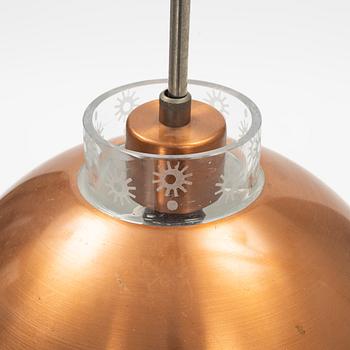 A copper and glass ceiling light, ASEA, 1950's/60's.