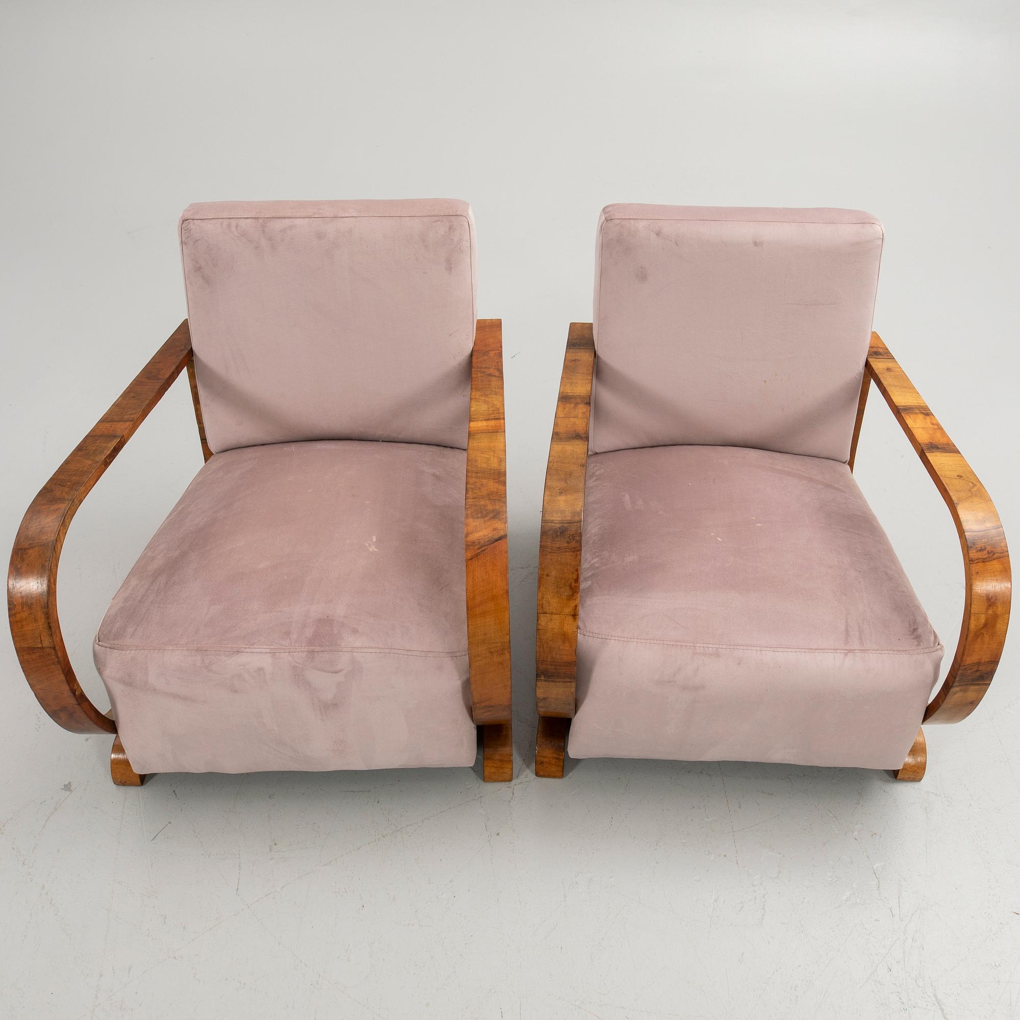 Armchairs, a pair, Art Deco style, 20th century.