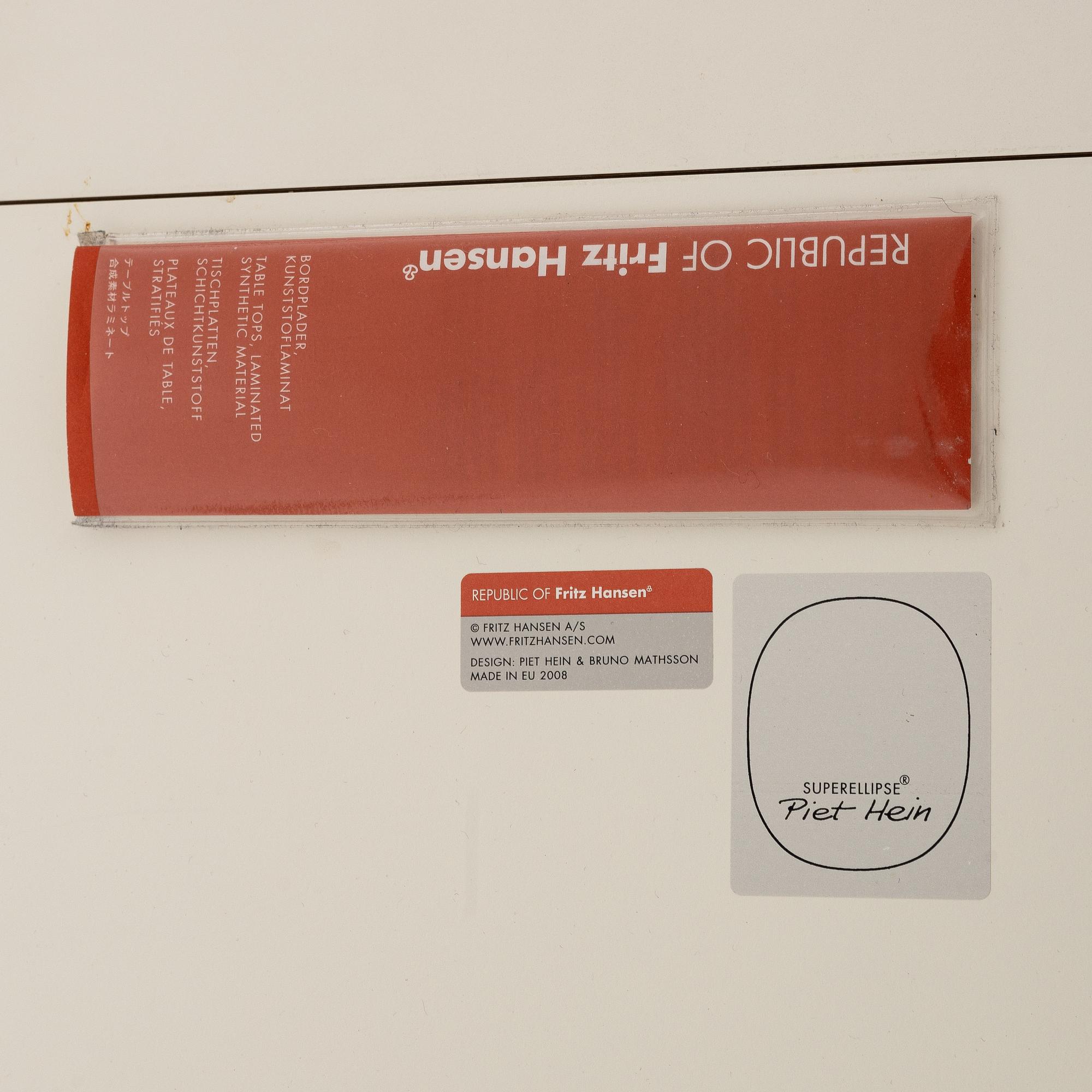 Bruno Mathsson & Piet Hein, dining table, "Superellipse", Fritz Hansen, Denmark, 2008.