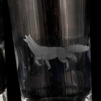 GROGGSERVIS, 7 delar, Kosta, signerad och daterad 1943.