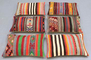 SIX KILIM CUSHIONS, AROUND 60 x 40 cm.