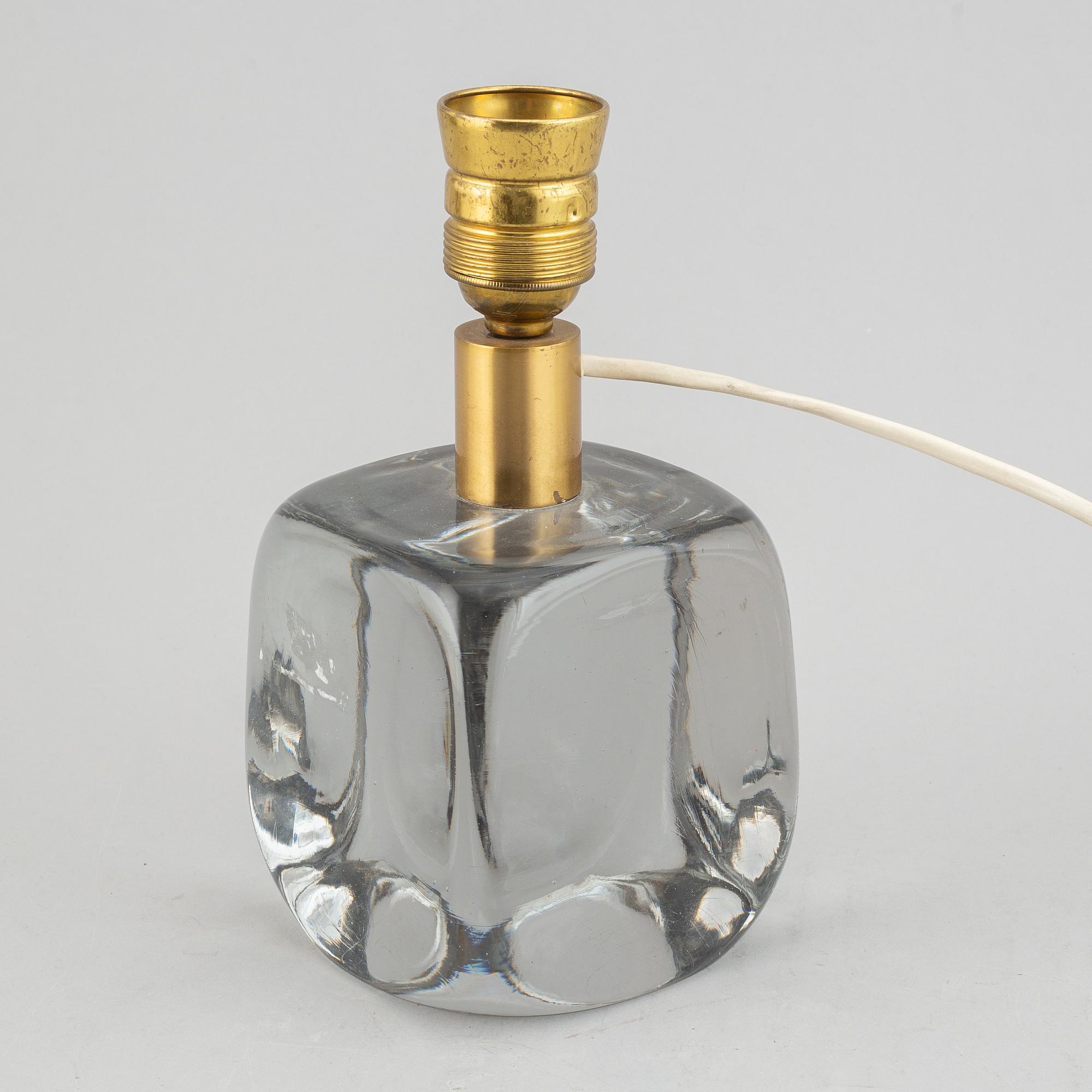 Bordslampa, glas, 1900-talets mitt.