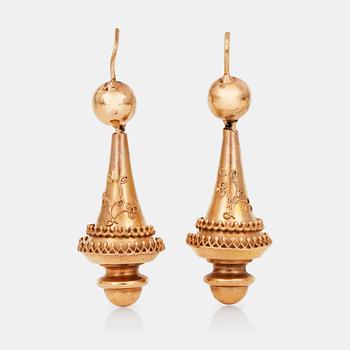 535. A pair of Victorian earrings.