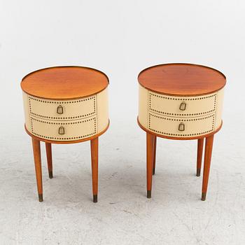 A pair of bedside tables, Halvdan Petterssons Möbelfabrik, Tibro, mid 20th Century.