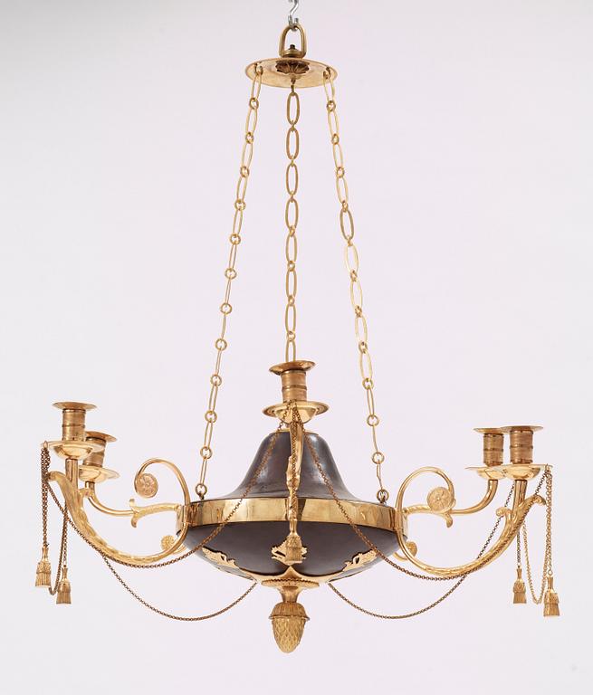 AMPEL, för sex ljus. Sengustaviansk, 1800-talets början.