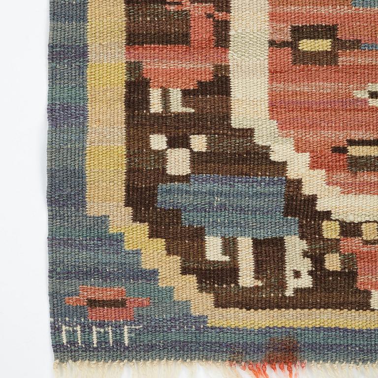 Märta Måås-Fjetterström, a textile, "Hönsen", flat weave, ca ca 56-56,5 x 64,5-65,5 cm, signed MMF.