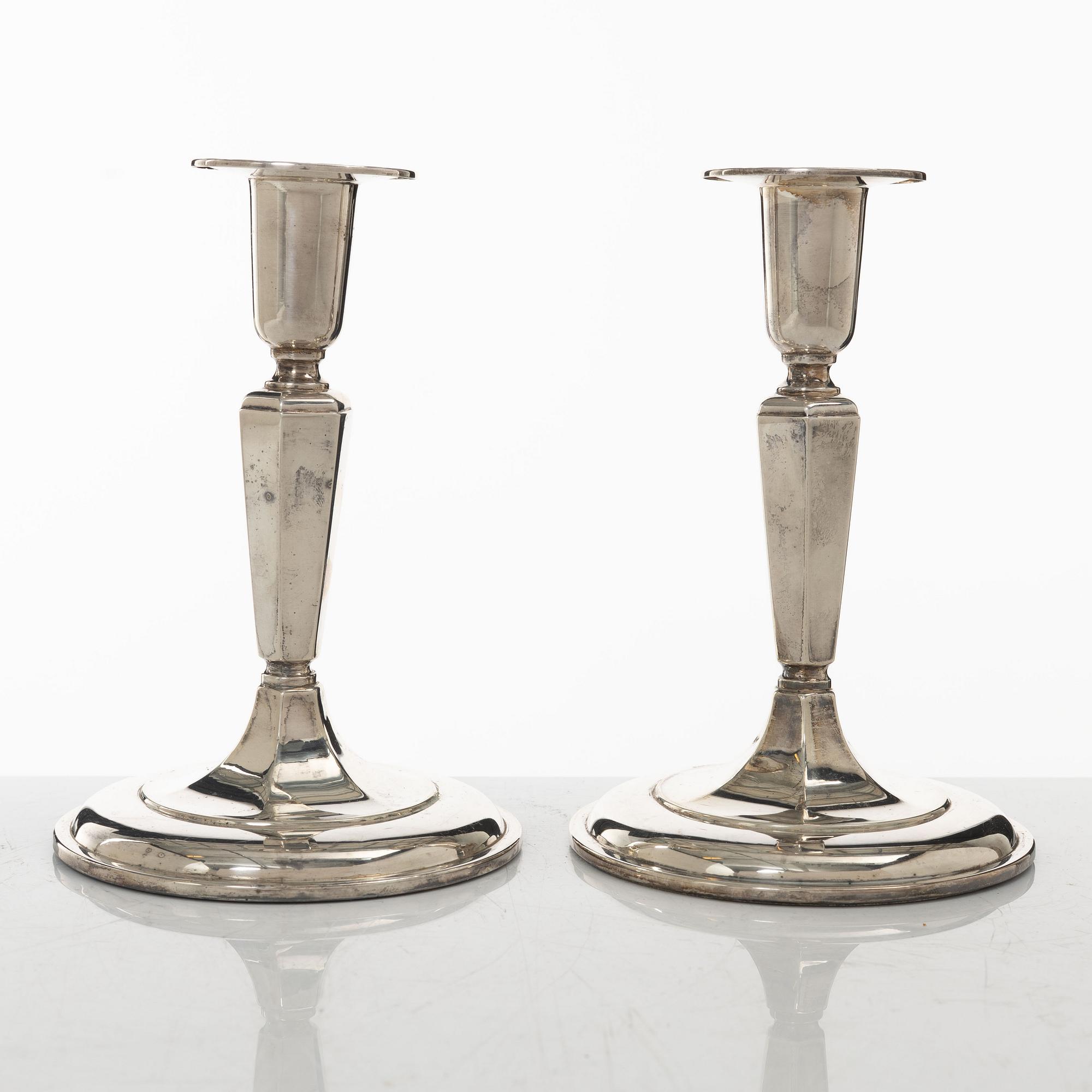 A pair of silver candlesticks, GAB, Stockholm, 1964.