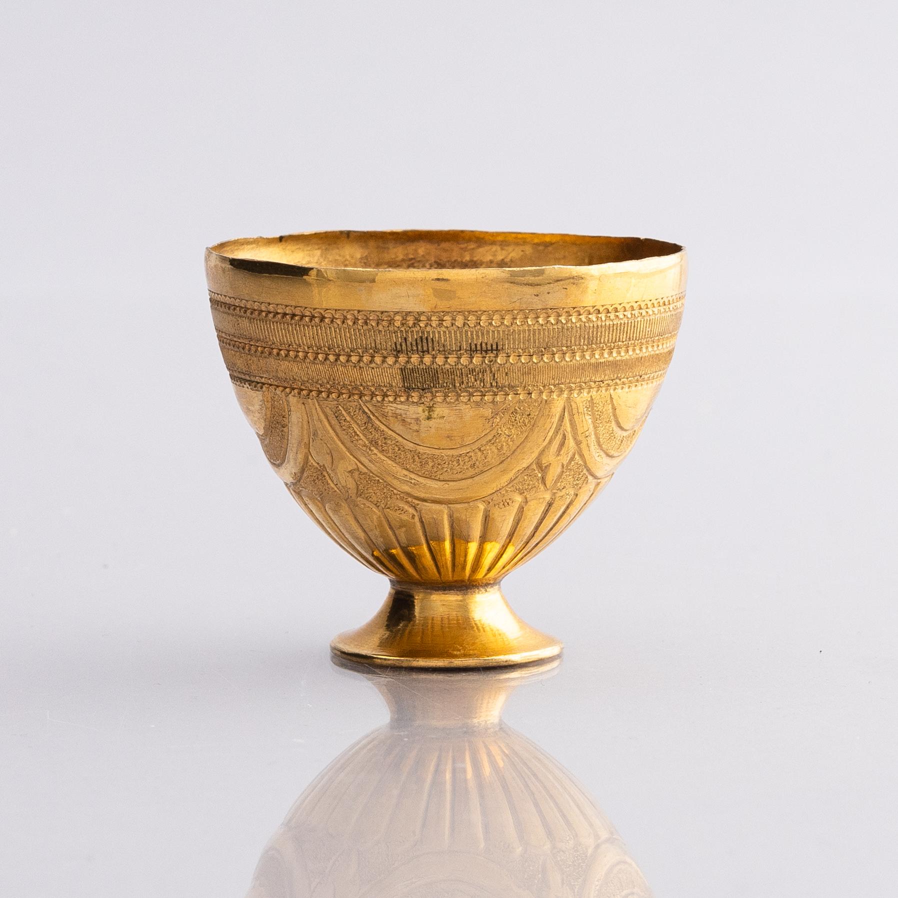 Zarf or possibly an egg cup, 8K gold, probably Ottoman 19th century.