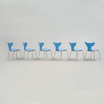 STOLAR, 6 stycken, "Liljan", Arne Jacobsen, 1970-tal.