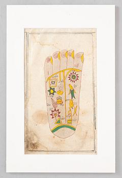 Unidentified artist, Foot with symbols and figures, India, 19th/20th century.