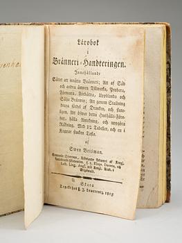 BOK,  "Lärobok i bränneri-handteringen" av Sven Brisman, Skara, 1813.