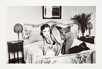 HELMUT NEWTON, "Saddle 1", Paris, 1976, offsetlitografi, sign.