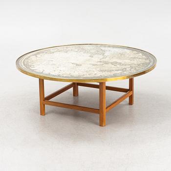 Josef Frank, a mahogany base table, map on the top, Svenskt Tenn, Sweden, model U601 (the top) & U491, 1960s-1970s.