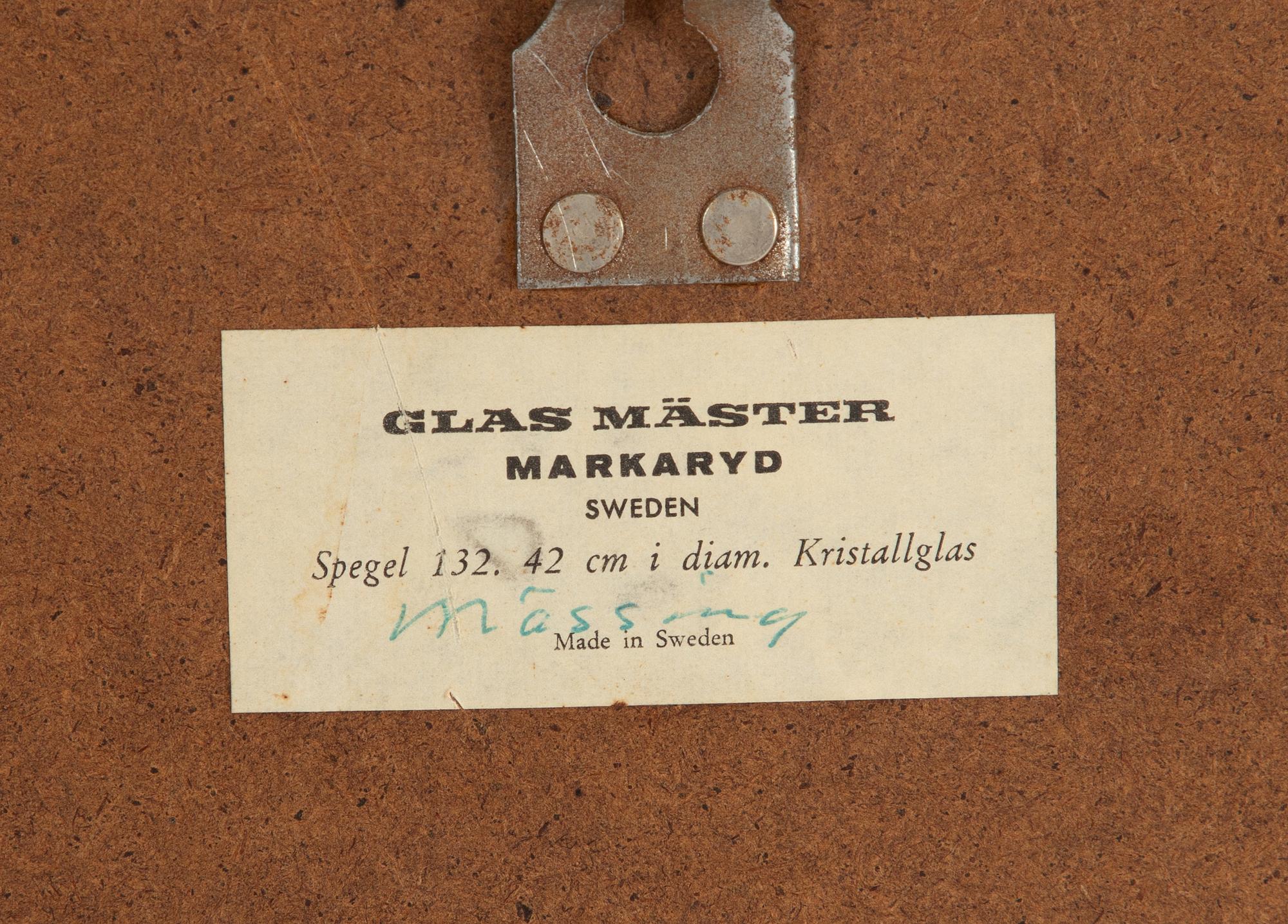 A model 132 Swedish Modern mirror, Glasmäster Markaryd, mid 20th Century.