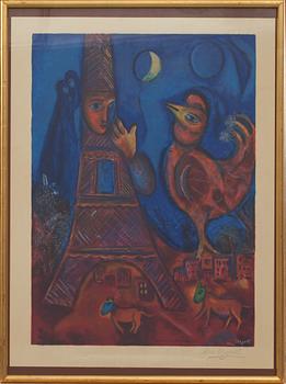 MARC CHAGALL, efter, färglitografi, stämplad signatur och tryckt hos Mourlot av Sorlier, Paris, numrerad 1908/5000.