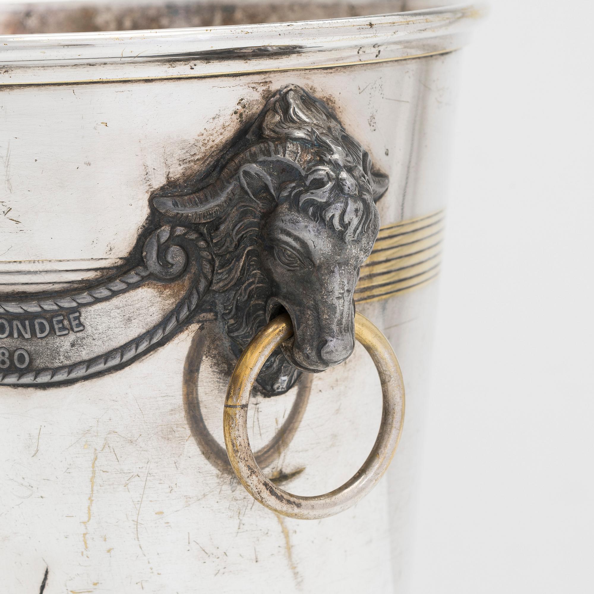 A 1910s silver plated Champagne ice cooler bucket, Argit, France.