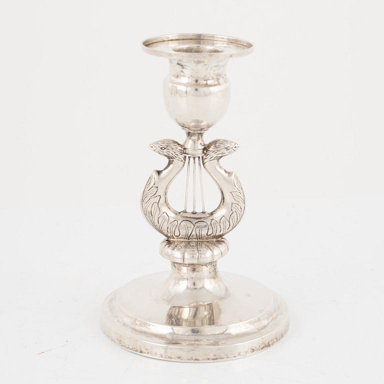 An Empire silver candlestick, Johan Daniel Hasselqvist, Hämeenlinna, Finland, 1837.