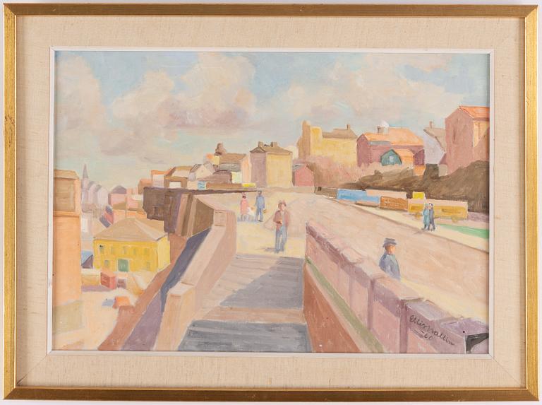 Elis Wallin, oil on canvas, signed and dated -60.
