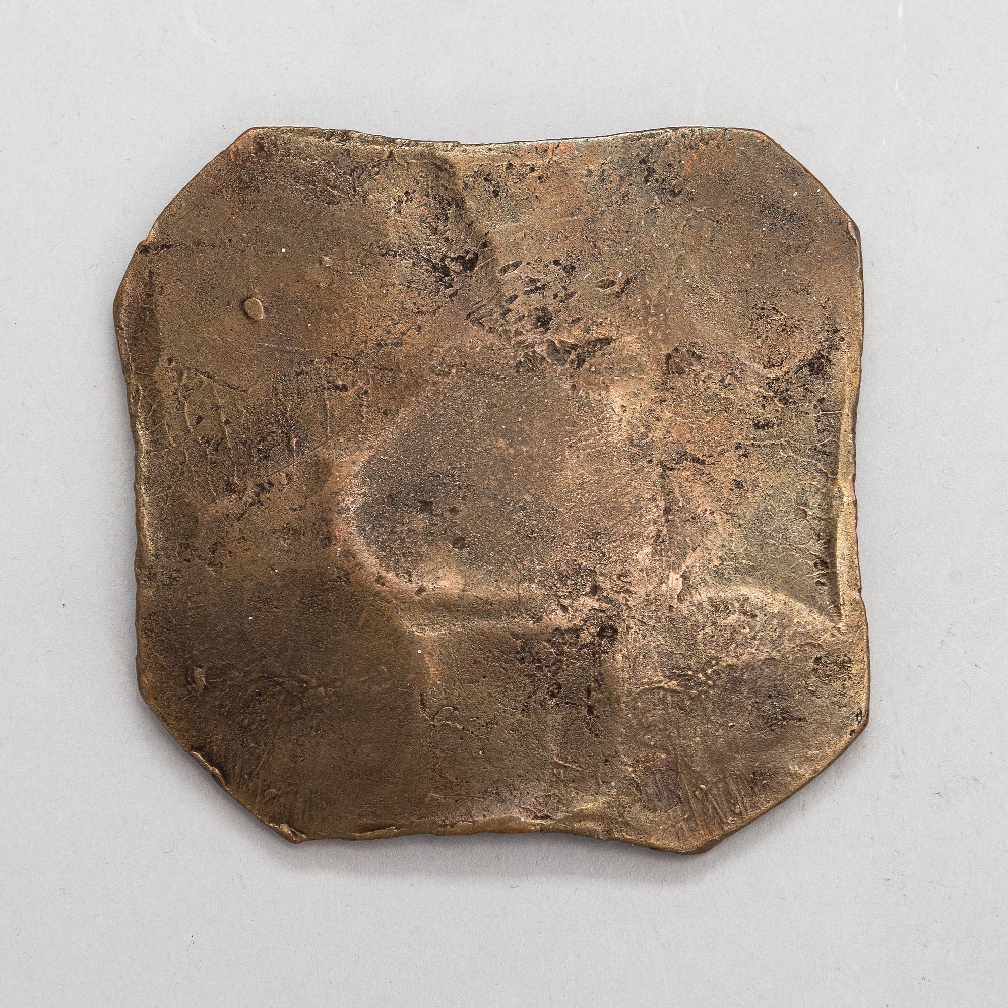 A Swedish copper plate coin,  1/2-daler, King Karl XII, 1718.