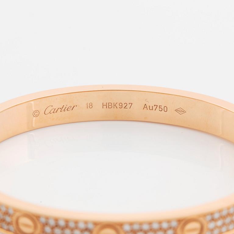 A Cartier bracelet "Love" in 18K rose gold set with round brilliant-cut diamonds.