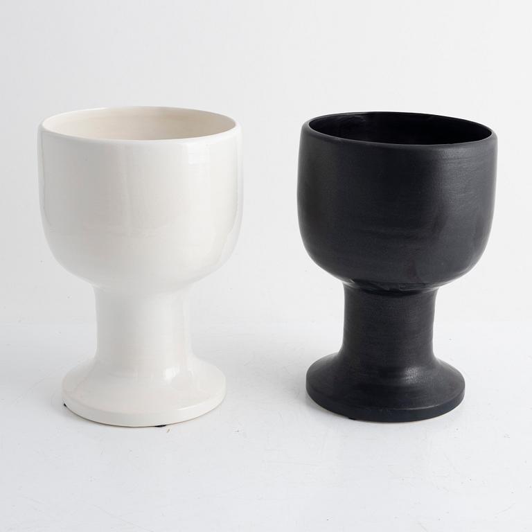 Lisa Larson, a pair of stoneware flower pots, Gustavsberg, second half of the 20th century.