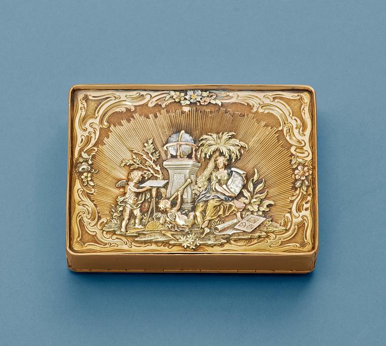 A Swedish 18th century gold box, makers mark of Frantz Bergs, Stockholm 1761.