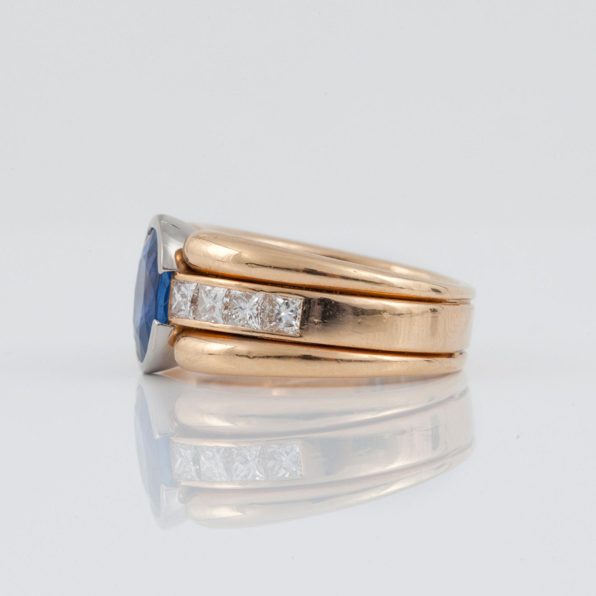 RING med safir, ca 3.60 ct, och diamanter, ca 1.12 ct.