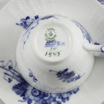 KAFFESERVISDELAR, 28 delar, "blå blomst", Royal Cophenhagen, Danmark, 1900-talets andra hälft.