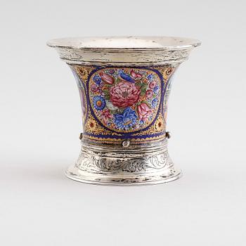 BÄGARE, silver och emaljarbete, sannolikt 1800-tal.