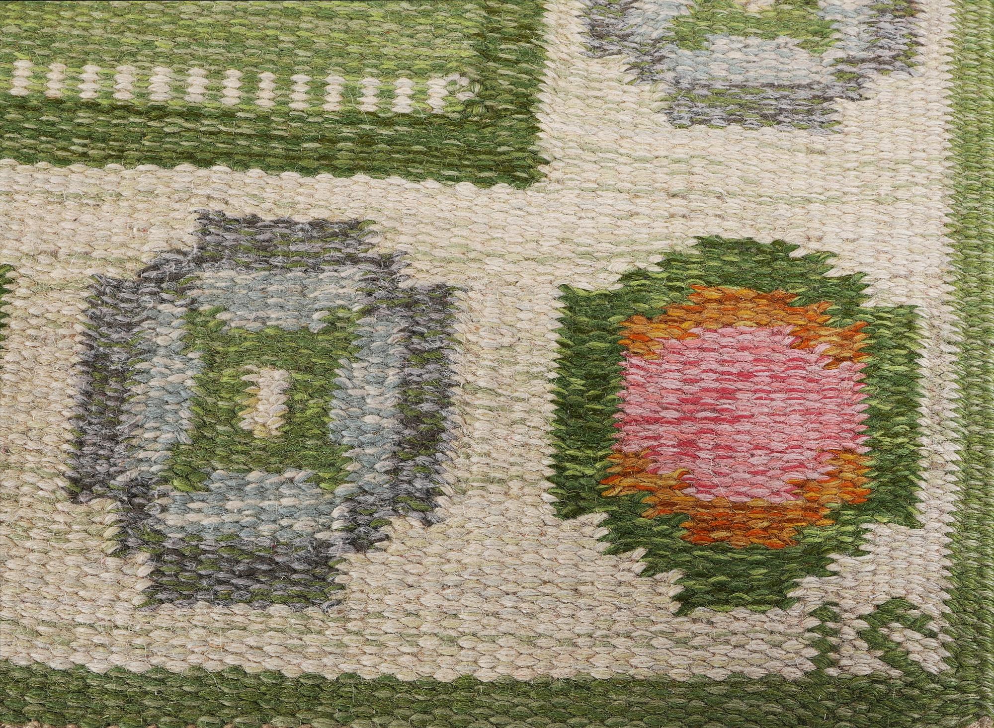 Ingegerd Silow, gallerimatta, rölakan, signerad IS, ca 163 x 82 cm.