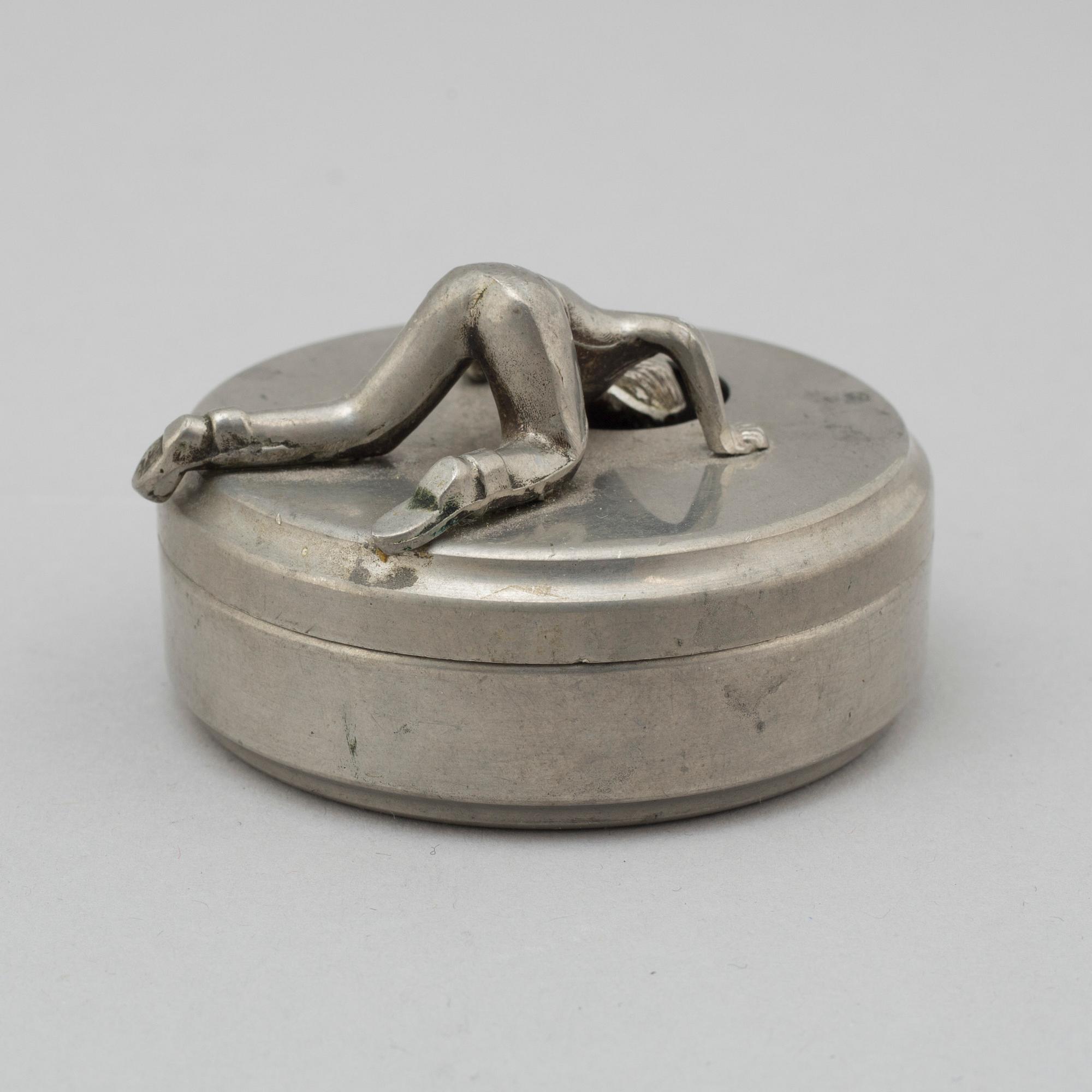A PEWTER BUTTON BOX, 'Originell', Widerholm & Dahlberg, Eskilstuna.
