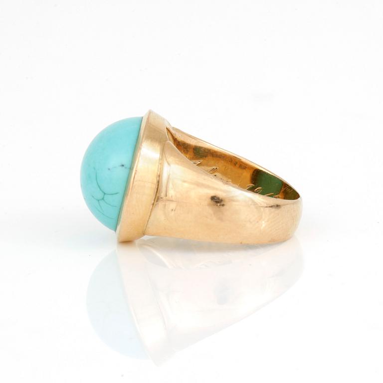 RING med cabochonslipad turkos.