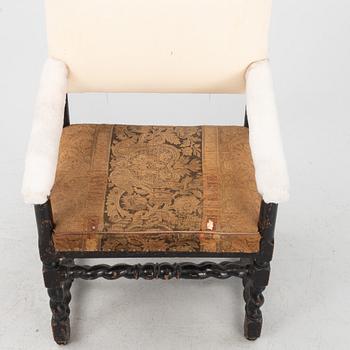 A Swedish Baroque open armchair, circa 1700.