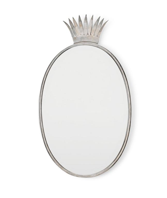 A C.G. Hallberg silver plated (alpacka) wall mirror, Stockholm 1920-30's.