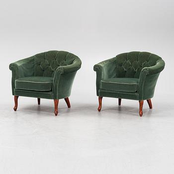 A pair of Bröderna Andersson easy chairs, mid 20th Century.