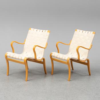 BRUNO MATHSSON, a pair of 'Mina' armchairs from Bruno Mathsson International, Värnamo, 1997.