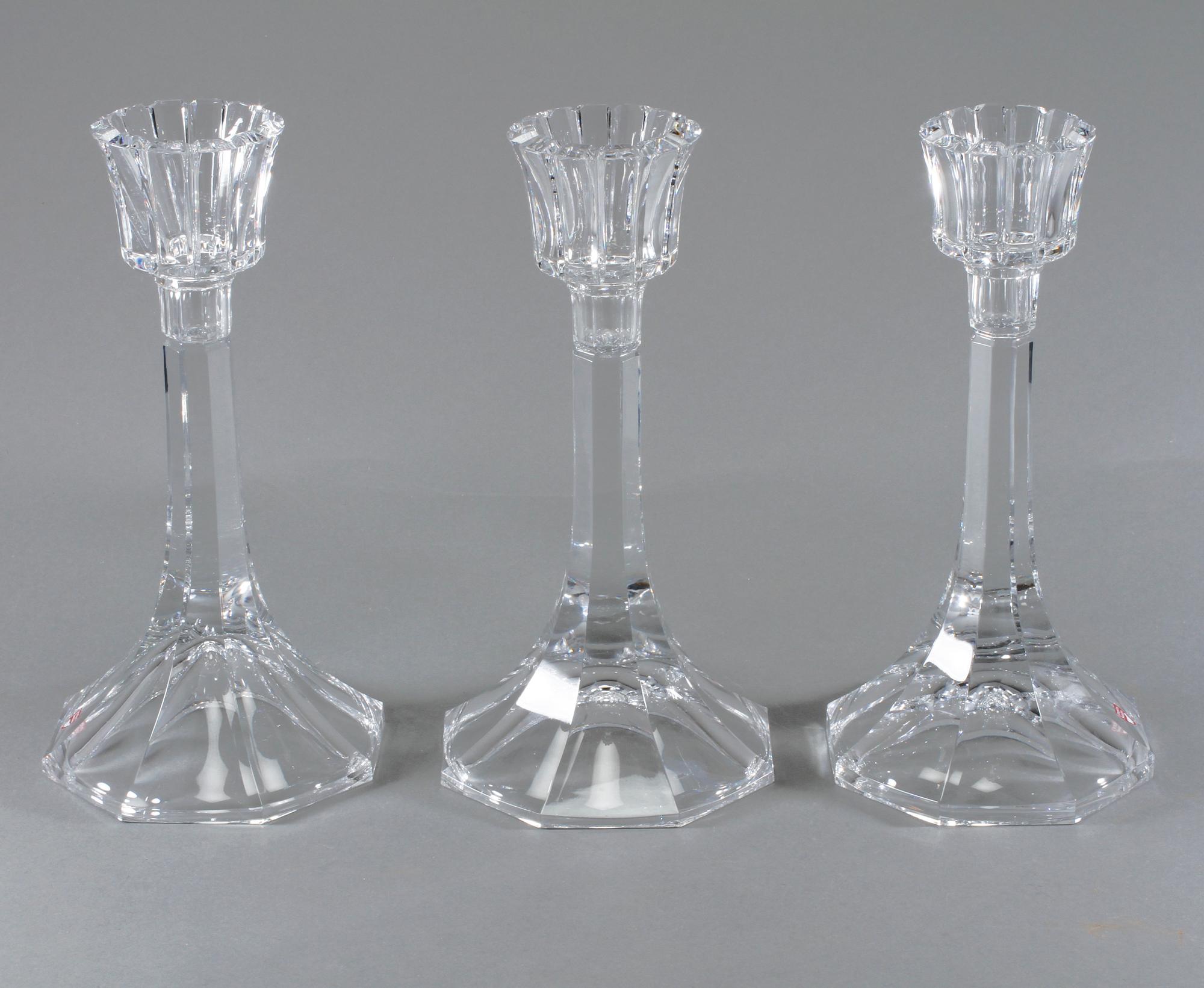 LJUSSTAKAR, 3 st, glas, Gunnar Cyrén, Orrefors, signerade och numrerade, 1900-talets slut.