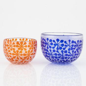 Bertil Vallien, two bowls, Boda-Åfors.