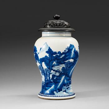 127. A blue and white jar, Qing dynasty, Kangxi (1662-1722).