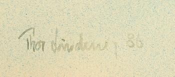 Thor Lindeneg, gouache och akvarell, signerad och daterad 86.