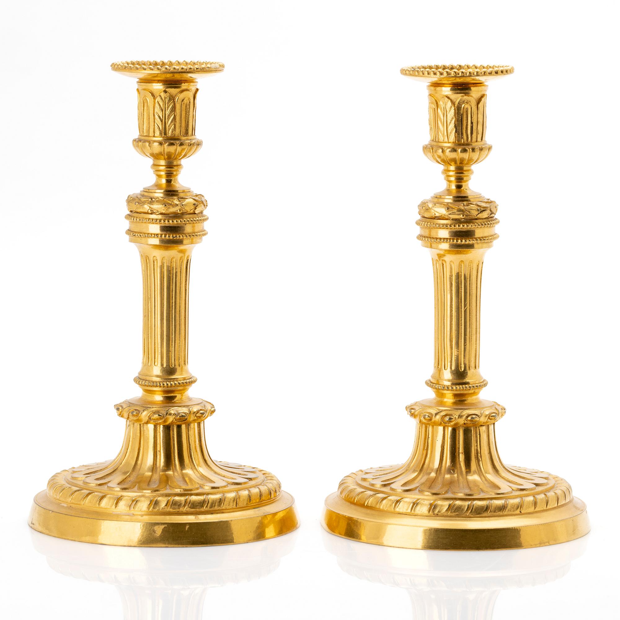 Candlesticks, a pair, Empire, France, 19th century.