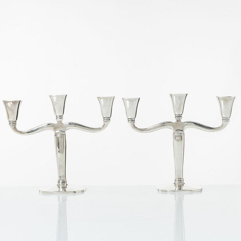 Candelsticks, a pair, silver, first half/mid 20th Century.