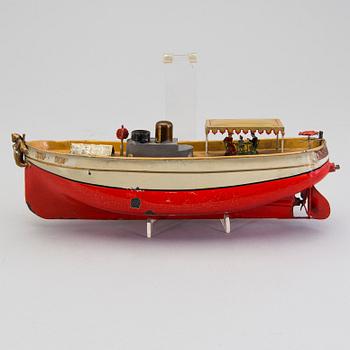 A tinplate Überlacker river boat, Germany, early 20th century.
