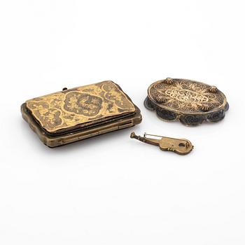 Parti, 3 delar, miniatyrarbeten, omkring 1900.