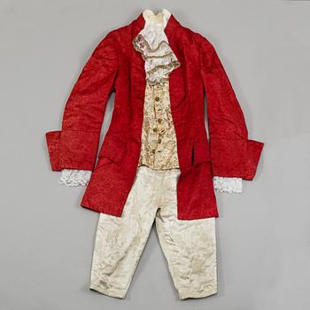 Two theater costumes, 18th century fashion style, mid 20th century,